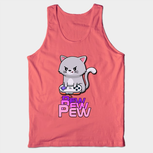 Cute Gamer KItty Tank Top by AlondraHanley